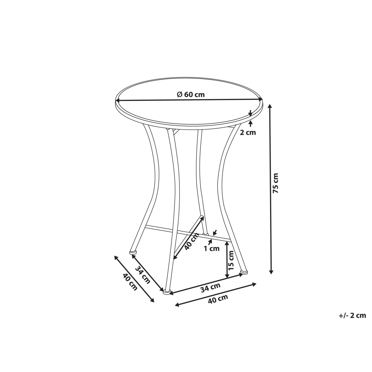 Stolik bistro CORIANO 60 cm Metal Czarny