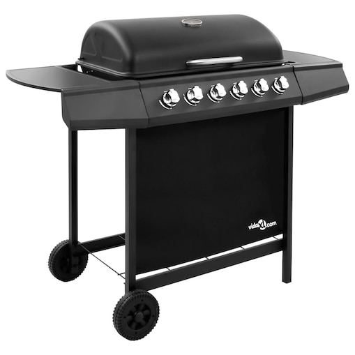 vidaXL Grill gazowy z 6 palnikami, czarny