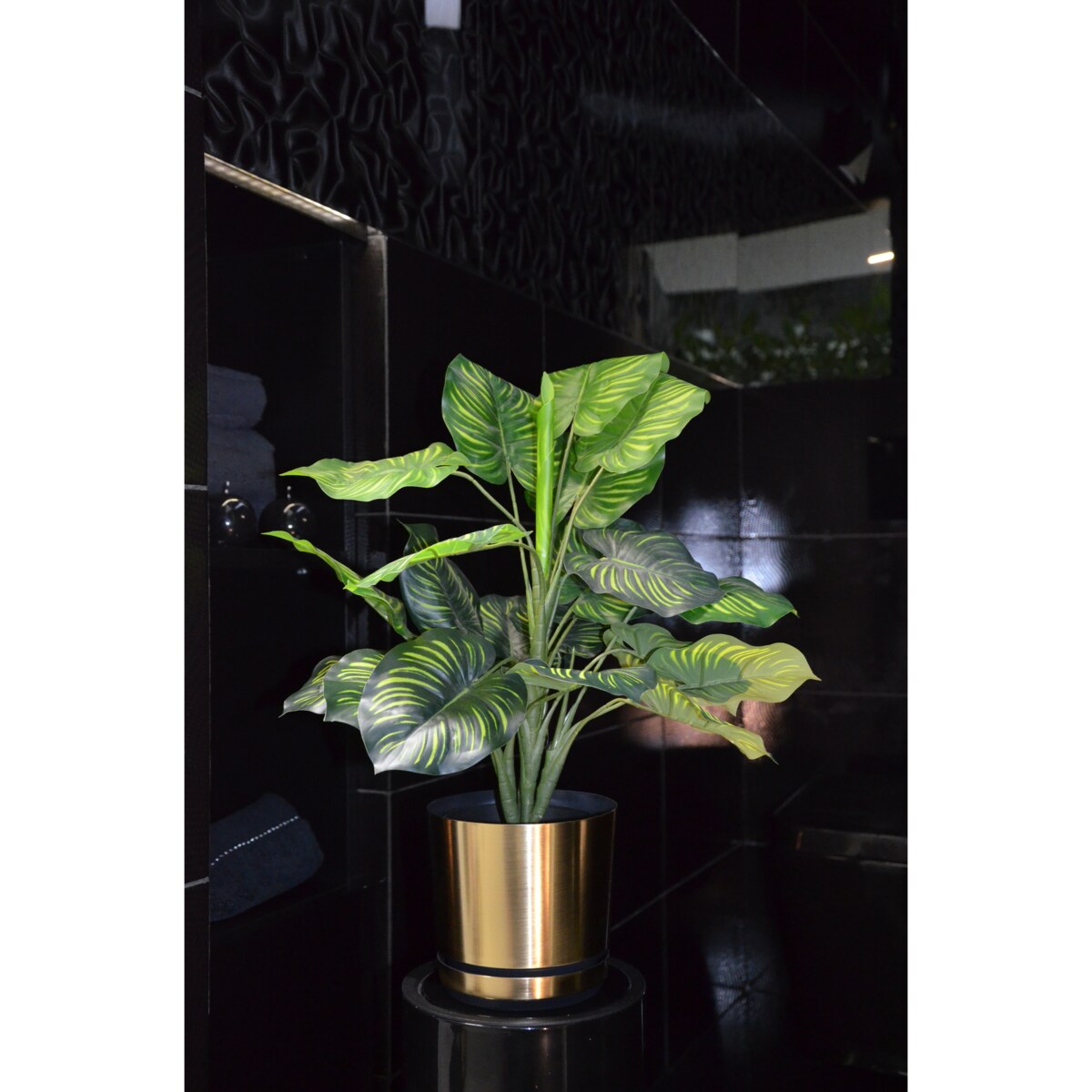 14 cm wzór MOSIĄDZ Doniczka z podstawką nowoczesna elegancka loft industrialny klasyczny połysk efekt szczotkowanego metalu