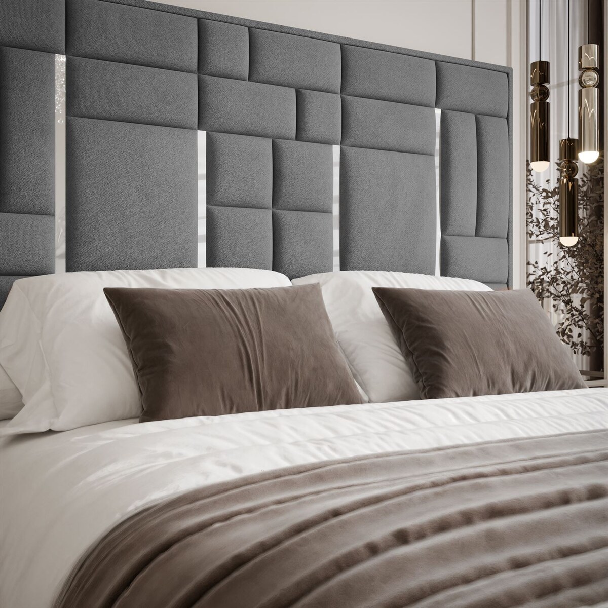 Łóżko tapicerowane BRIGITTE SILVER, pojemnik na pościel, s34, 140x200, Element 23