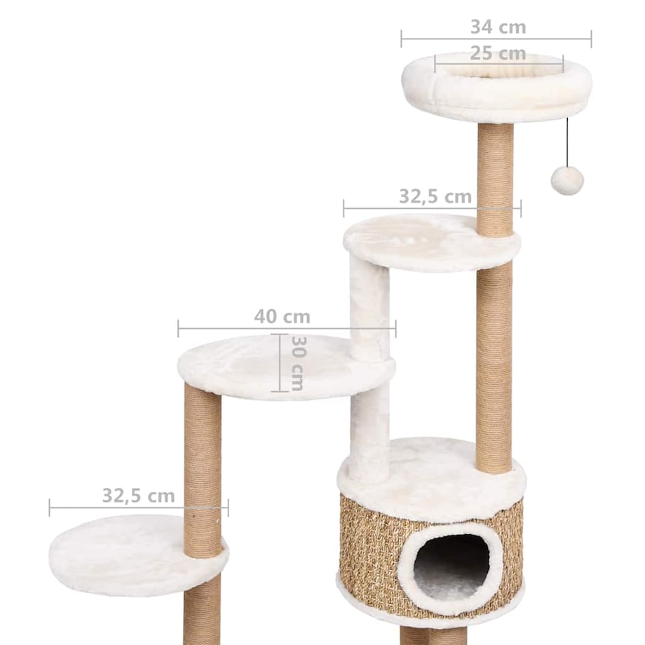 vidaXL Drzewko dla kota z poduszką i słupkiem, 148 cm, trawa morska