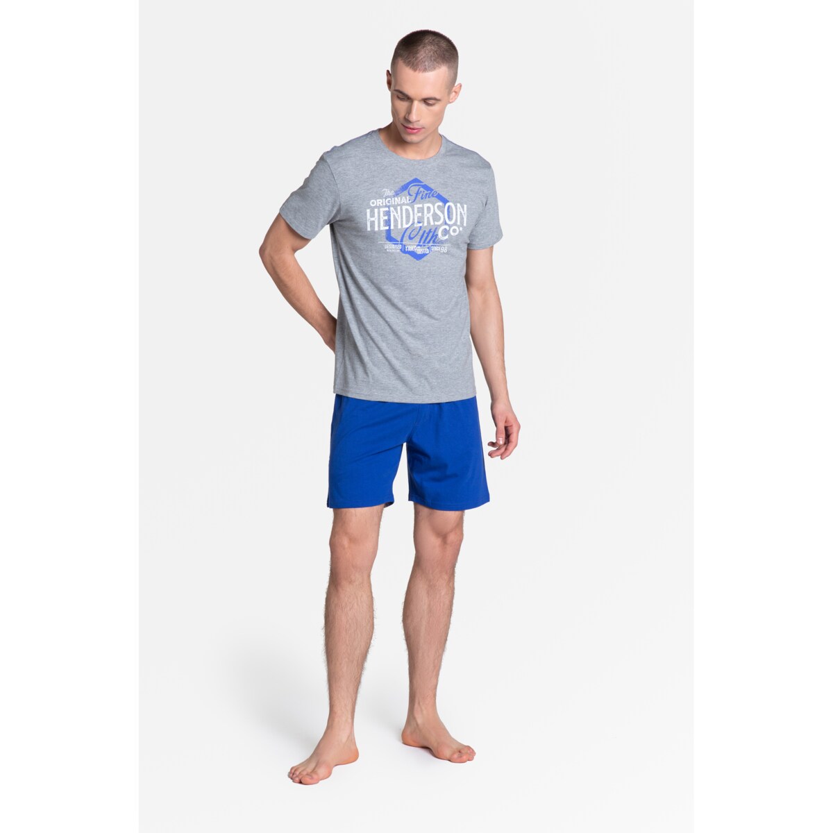 Piżama Lars 38869-90X Szaro-Niebieska Szaro-Niebieski, M