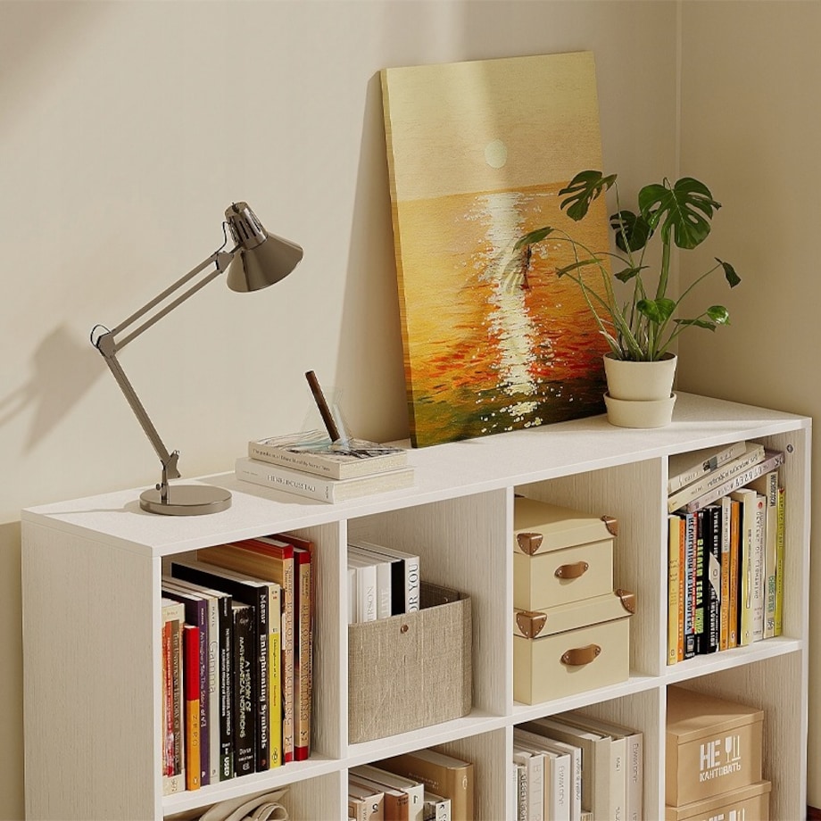 Regał otwarty komoda kostka 4x2 pojemny biały loft biurowy nowoczesny 130cm