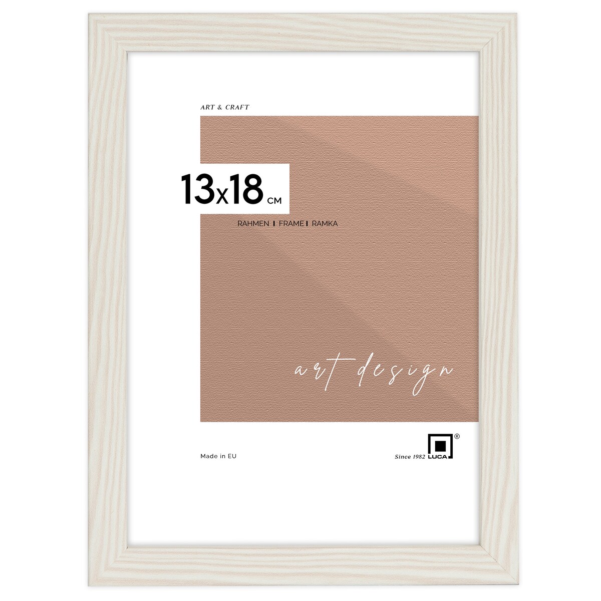 Ramka na zdjęcia 13x18 cm biała z przetarciami rama MDF z plexi do postawienia powieszenia klasyczna ramka