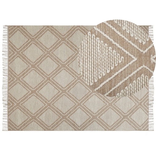 Dywan bawełniany 160 x 230 cm biało-beżowy KACEM
