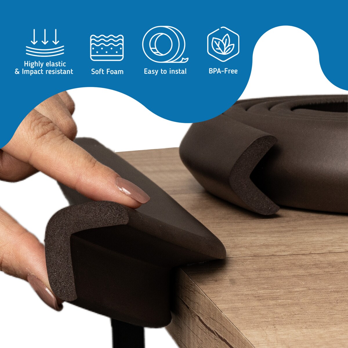 taśma piankowa zabezpieczająca ostre krawędzie mebli, sipo, 2 metry, brązowa