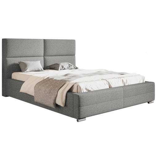 Łóżko tapicerowane 120x200 BEN 3- szare- tkanina plecionka