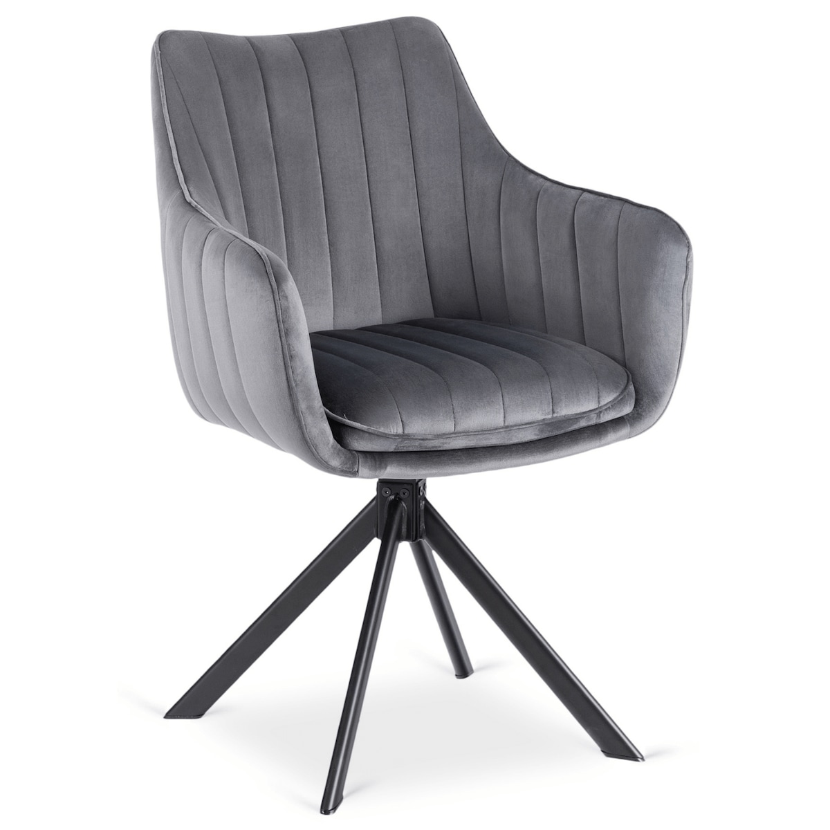 Krzesło Obrotowe Kubełkowe Welurowe Do Jadalni Salonu Szary MUMBAI