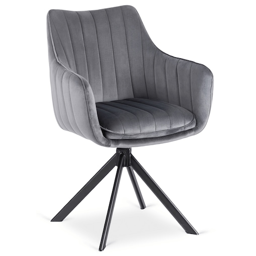 Krzesło Obrotowe Kubełkowe Welurowe Do Jadalni Salonu Szary MUMBAI