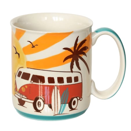 Kubek ceramiczny SUNRISE z uchwytem 450ml - ręcznie malowany na kawę herbatę z letnim motywem, upominek prezent dla faceta mężczyzny kobiety