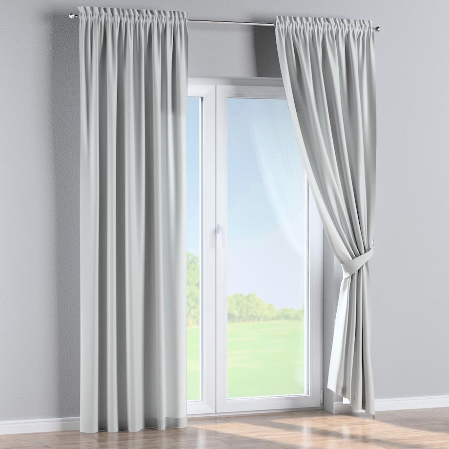 Zasłona na kanale z grzywką 1 szt. 130x245 gołębi srebrny z połyskiem