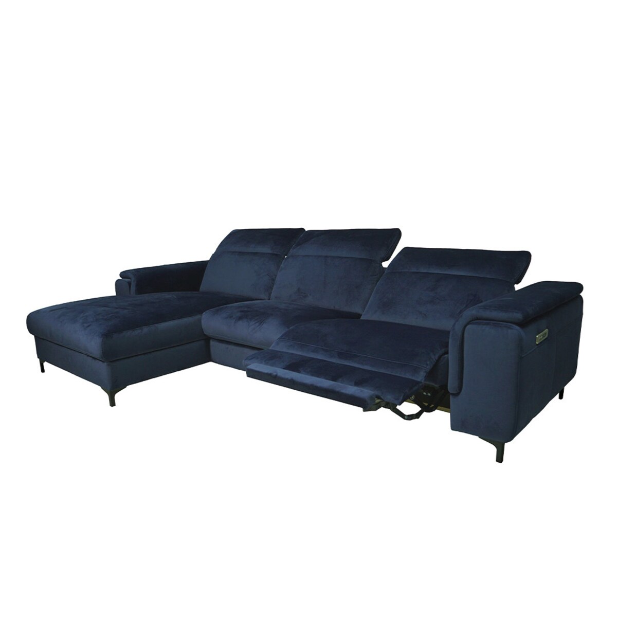 Sofa narożna Brito granatowa z funkcją relaksu