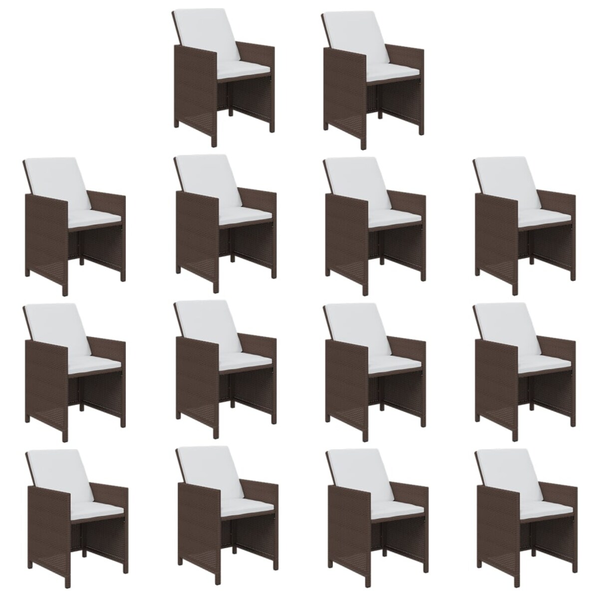 vidaXL 15-cz. zestaw mebli ogrodowych z poduszkami, polirattan, brąz