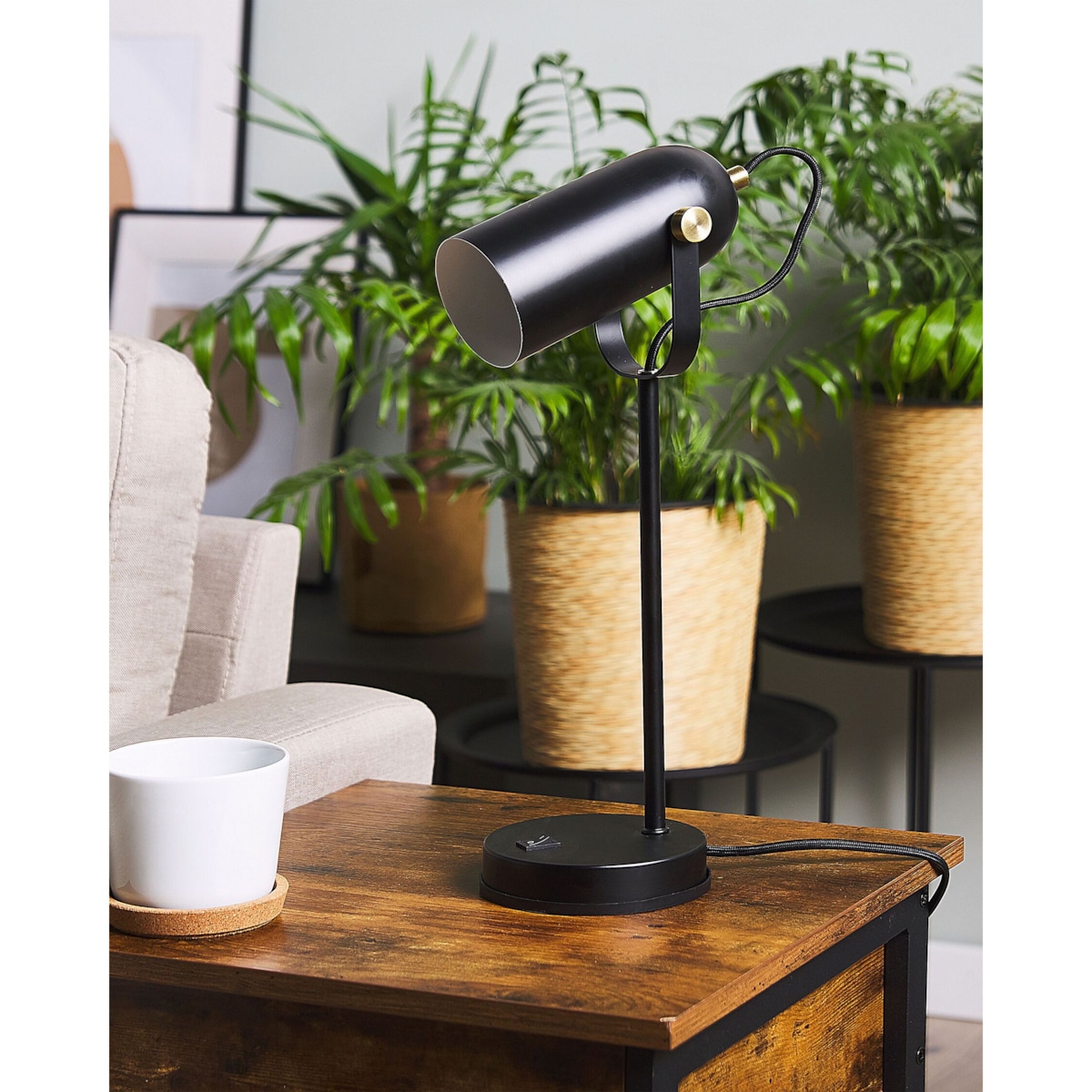 Lampa biurkowa regulowana metalowa czarna TYRIA