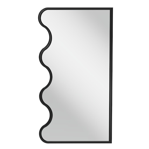 Lustro wiszące w falowanej ramie czarne 140x70 cm