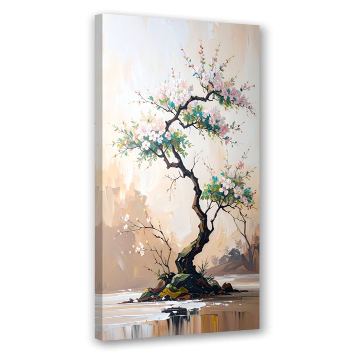 Feeby Obraz canvas do salonu kuchni, Drzewko Bonsai Białe Kwiaty Gałązki 50x100