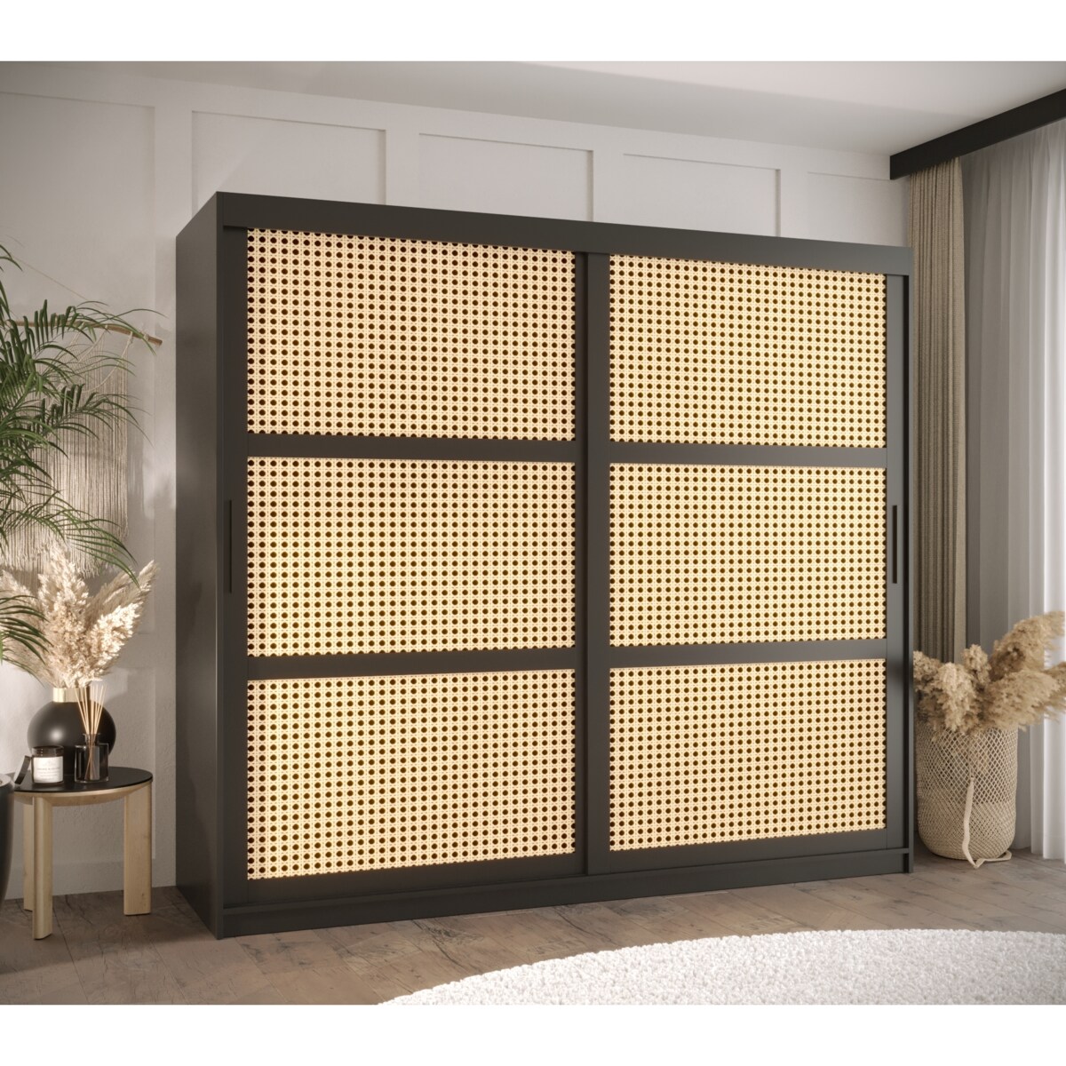 Szafa przesuwna Garderoba PLECIONKA WIEDEŃSKA 200 czarny