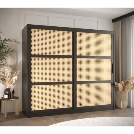 Szafa przesuwna Garderoba PLECIONKA WIEDEŃSKA 200 czarny