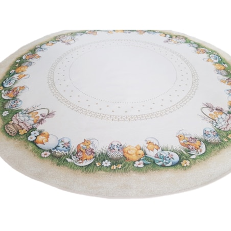 Obrus Okrągły Wielkanocny Na Stół 165 Cm Ozdobny Dekoracyjny Pollito