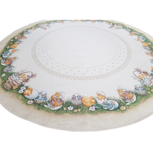 Obrus Okrągły Wielkanocny Na Stół 165 Cm Ozdobny Dekoracyjny Pollito
