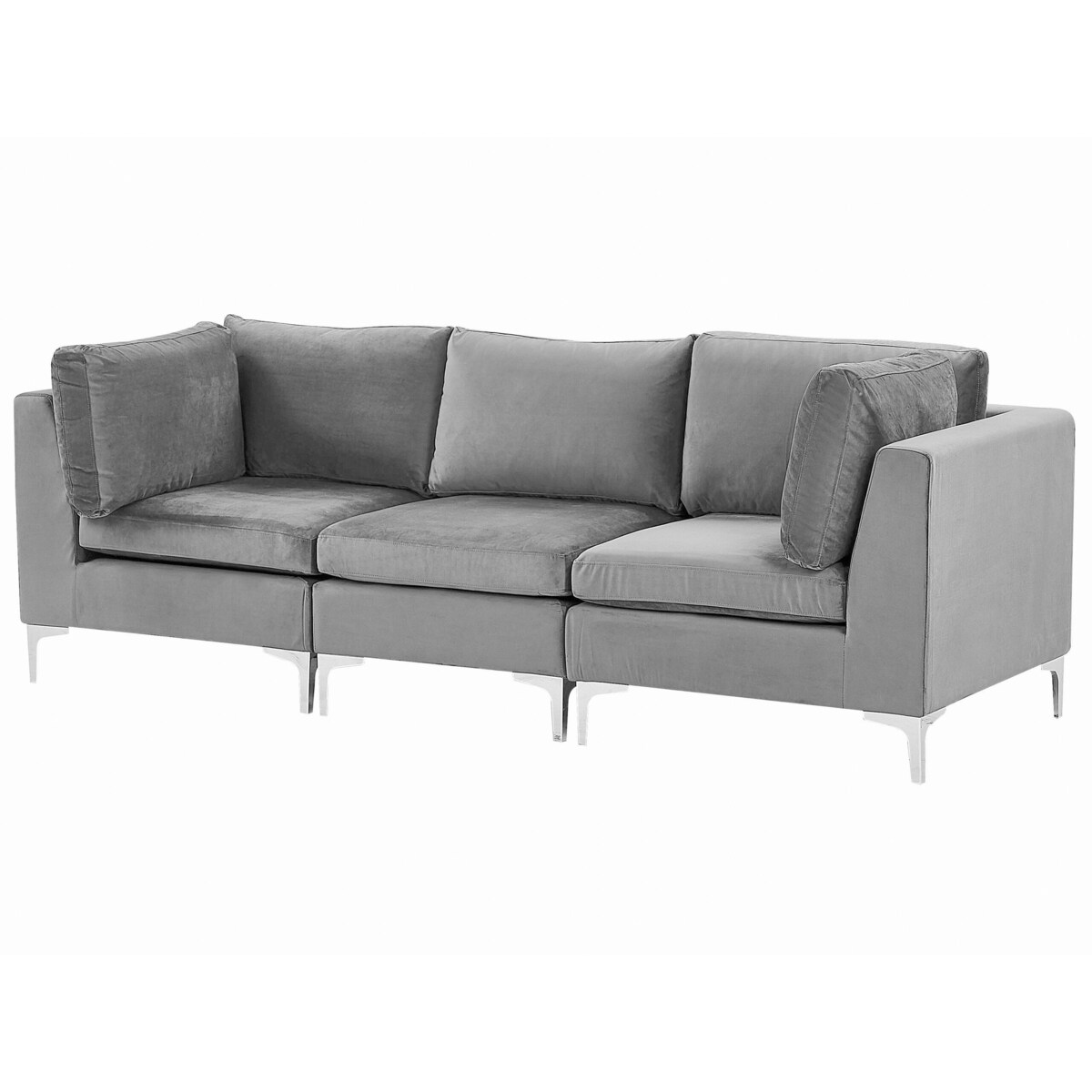 Sofa modułowa 3-osobowa welurowa szara EVJA