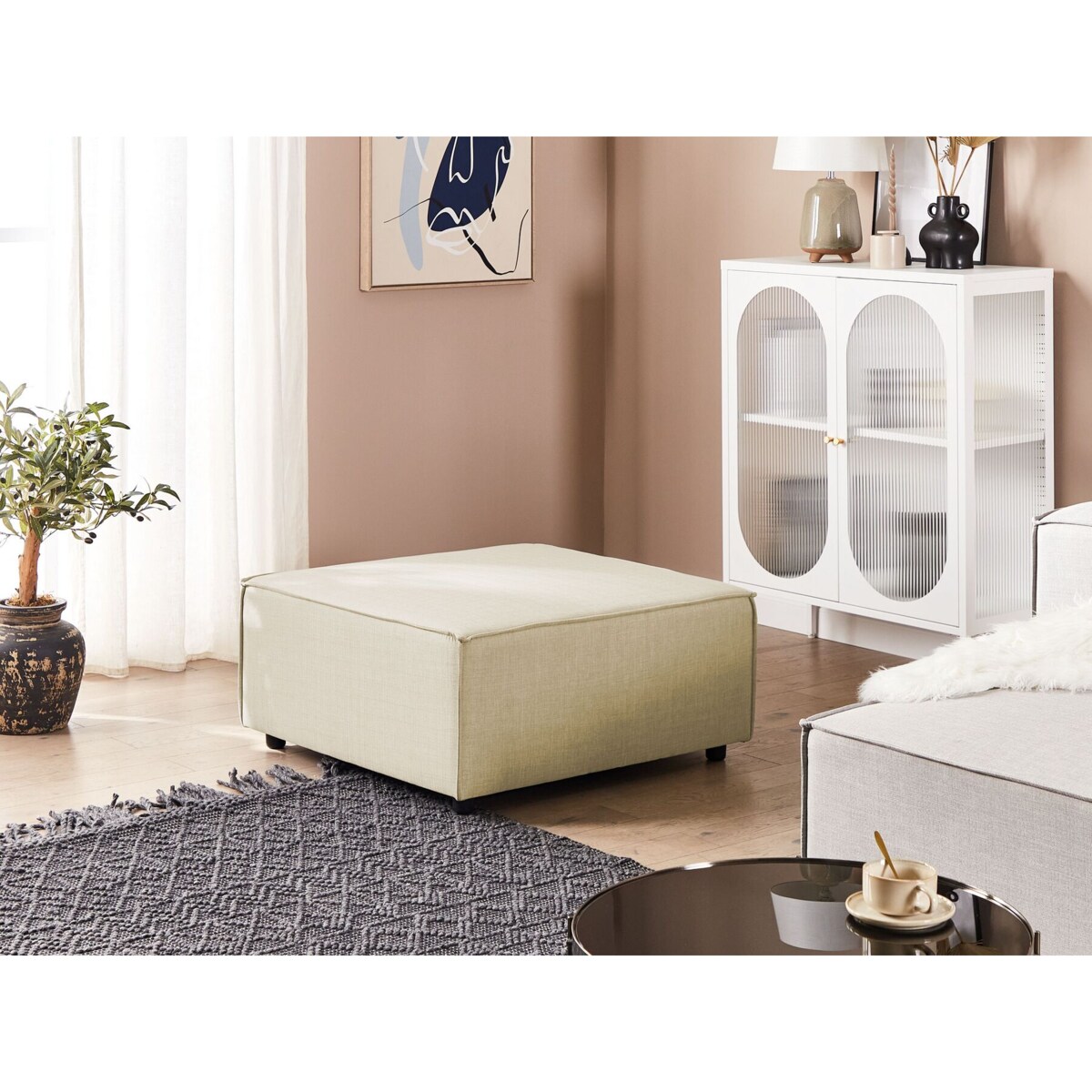 Otomana lniana beżowa APRICA