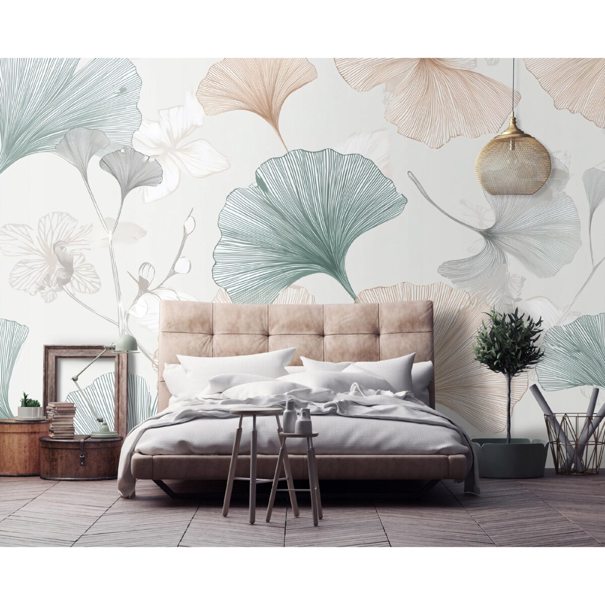 Fototapeta Do Sypialni Salonu Na Flizelinie Kwiat Miłorząb Beżowy 350x250