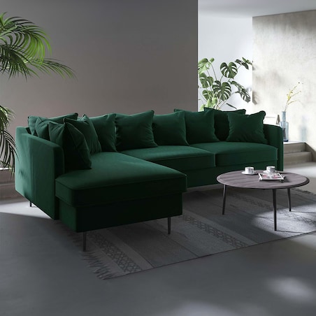 Esme Sofa narożna - ciemnozielona
