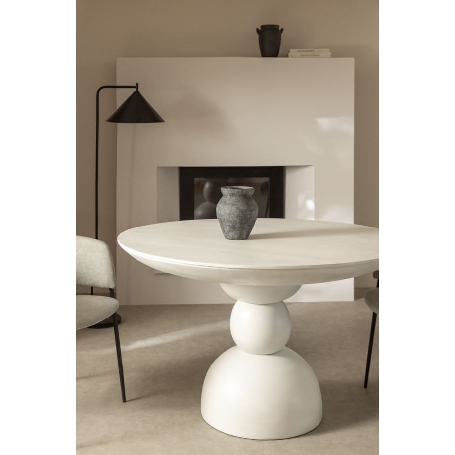 Stół okrągły z drewna mango bielony Bolla Ø120 cm