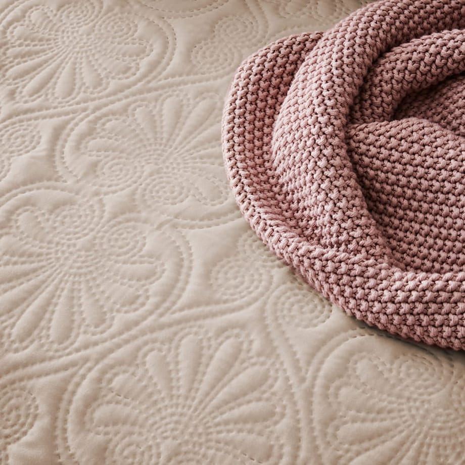 Narzuta na Łóżko Fotel Wersalkę Pikowana Leila Beżowa 240 x 260 xXL Duża Boho