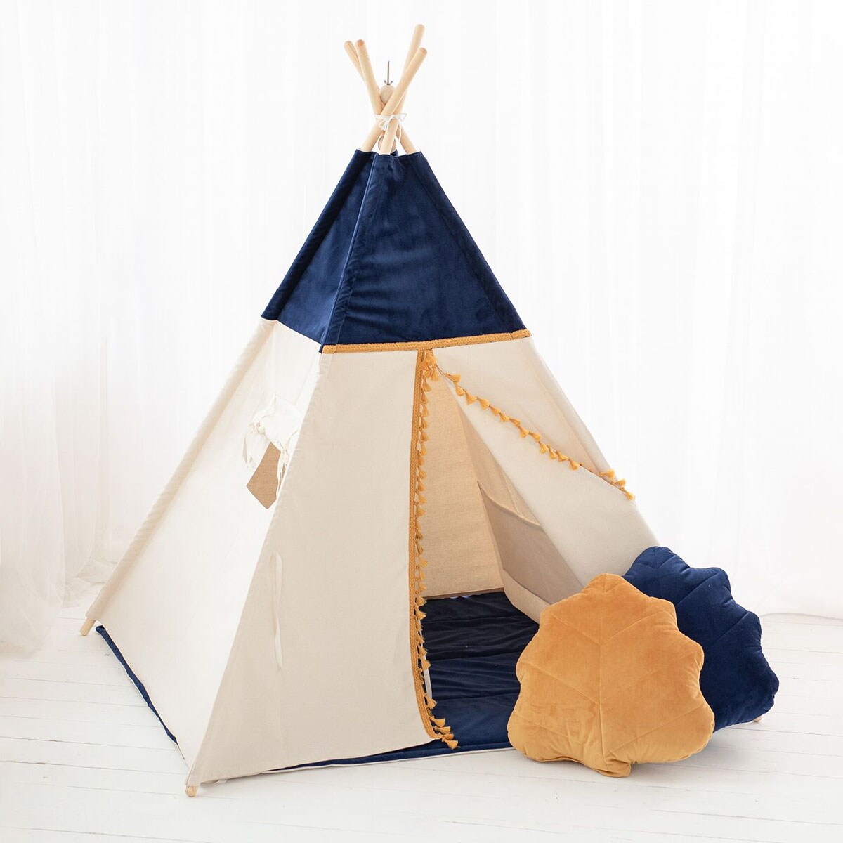Namiot tipi Blue Velvet, zestaw tipi z matą