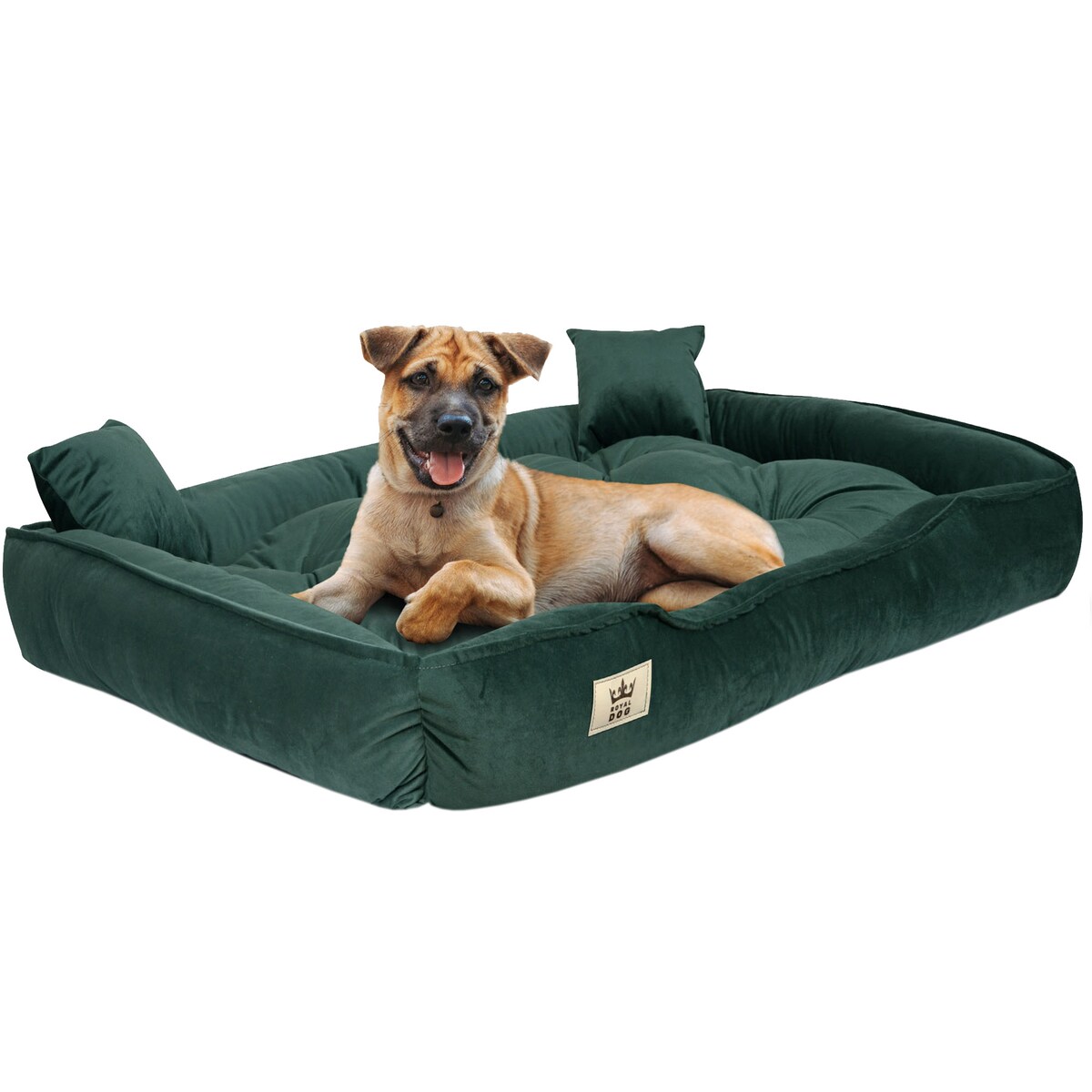 Legowisko Dla Psa Welurowe 115X95 Cm Prestiżowe Ciemnozielone