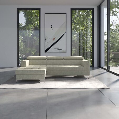 Sofa narożna rozkładana Reco jasnobeżowa