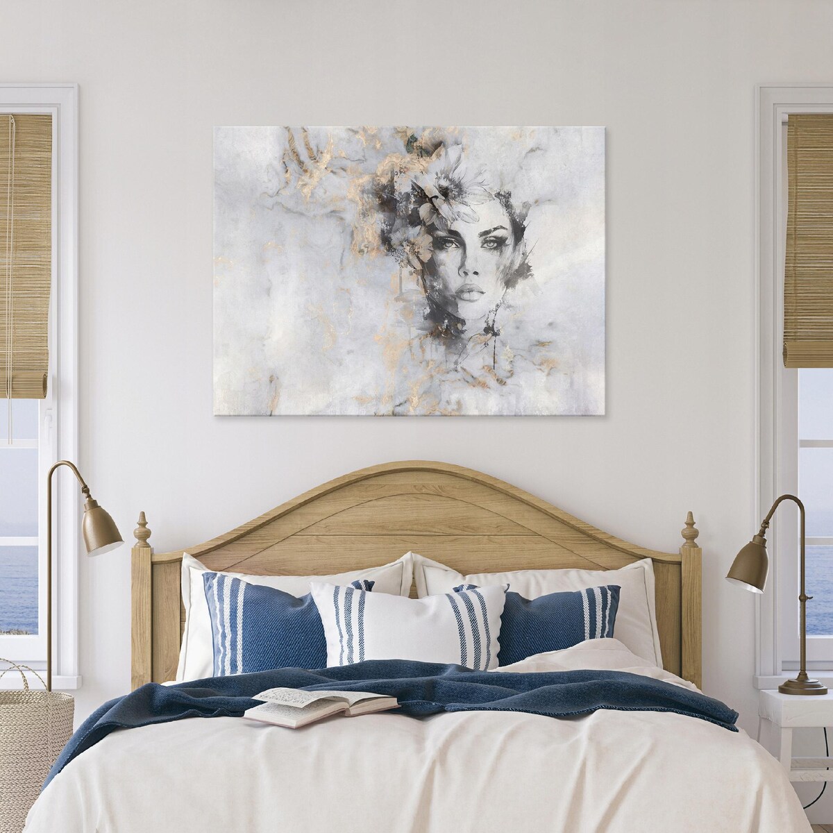 Obraz Do Sypialni Salonu Na Płótnie Kobieta Abstrakcja Beżowy 100x70