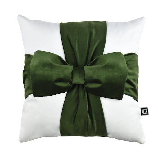 Poduszka VELVET VE2295 | Oliwkowa kokarda 40 x 40 cm