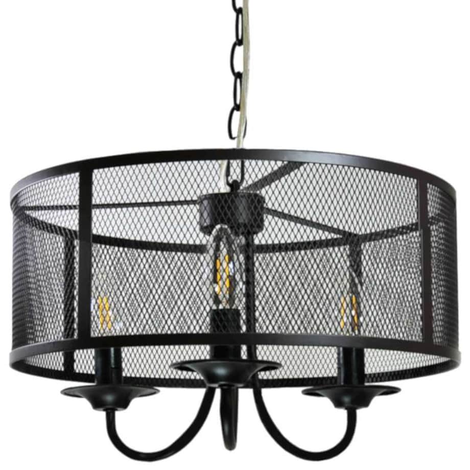 LAMPA wisząca SOHO 310866 Polux okrągła OPRAWA zwis na łańcuchu siatka loft czarna