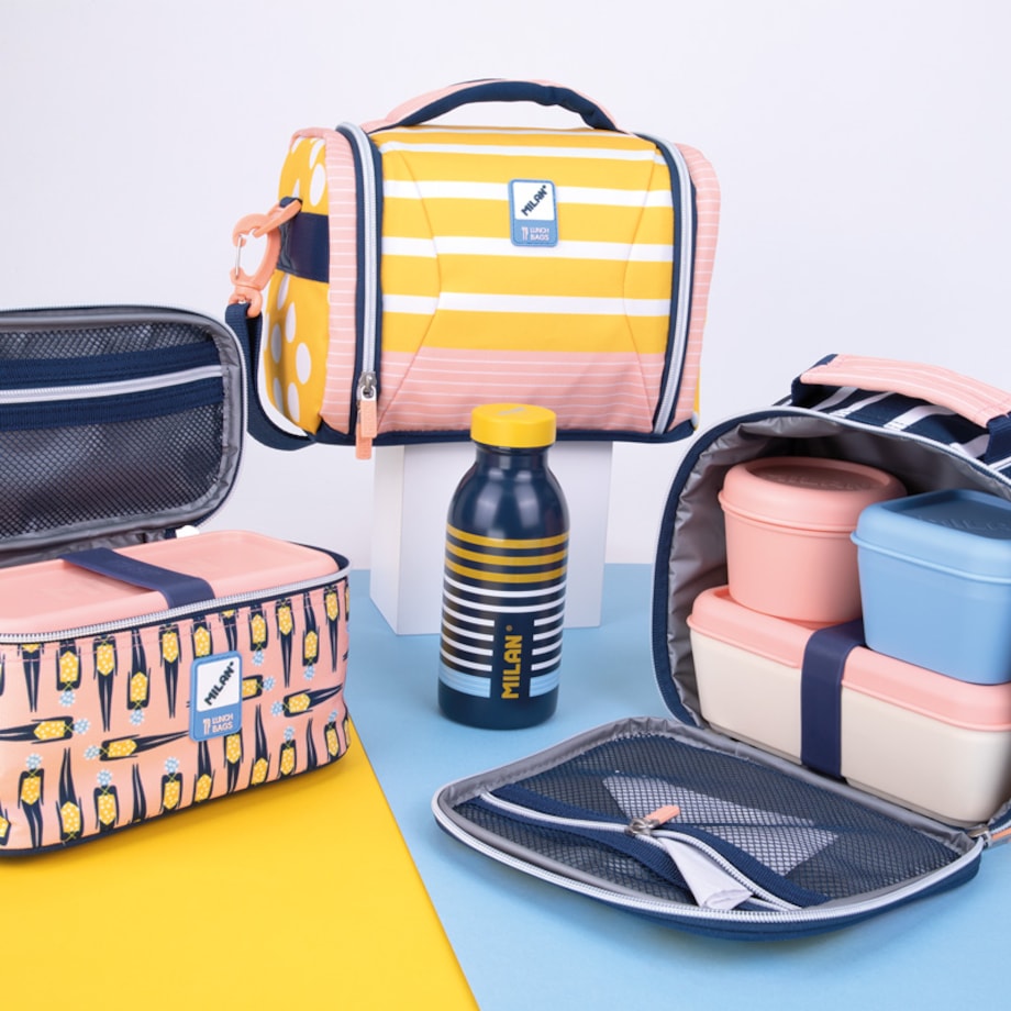 Torba termiczna mała na żywność 1,5L z pojemnikiem na lunch MILAN SWIMS 2 różowo - żółta