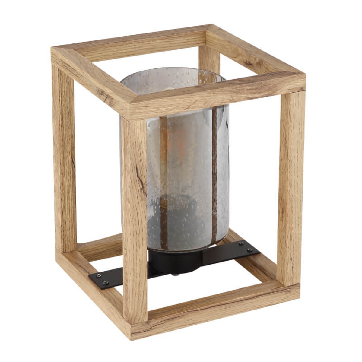 Lampa stołowa Pettey 15497T Globo drewniana do salonu metal szkło czarny