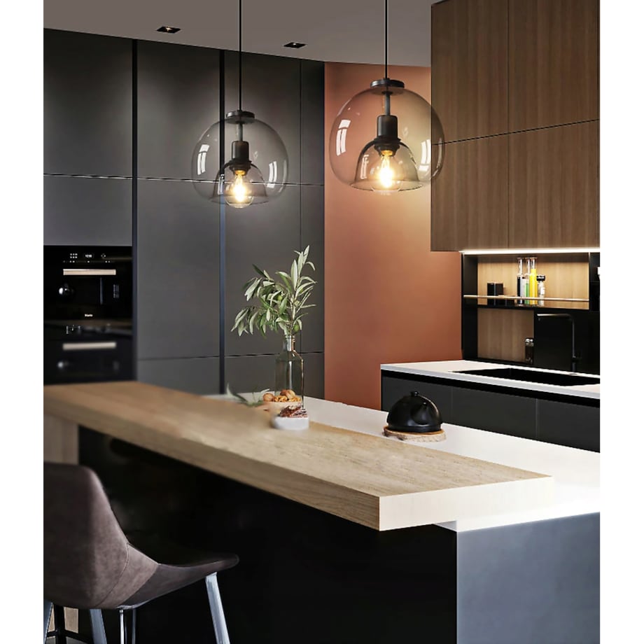 Lampa Wisząca Sufitowa Żyrandol E27 Szklana Szara