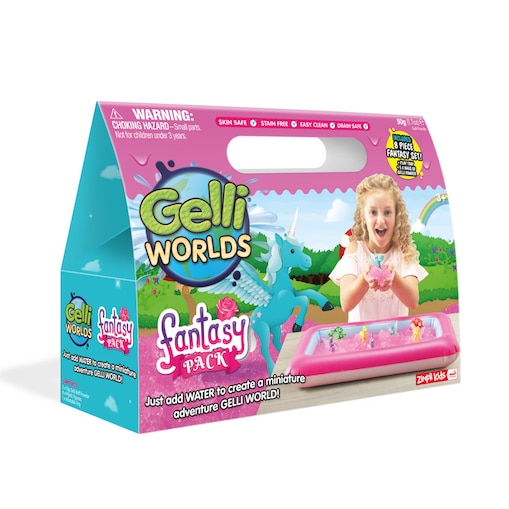 Magiczny proszek do wody – zestaw do tworzenia gelli z figurkami i tacą Gelli Worlds Fantasy Pack Zimpli Kids