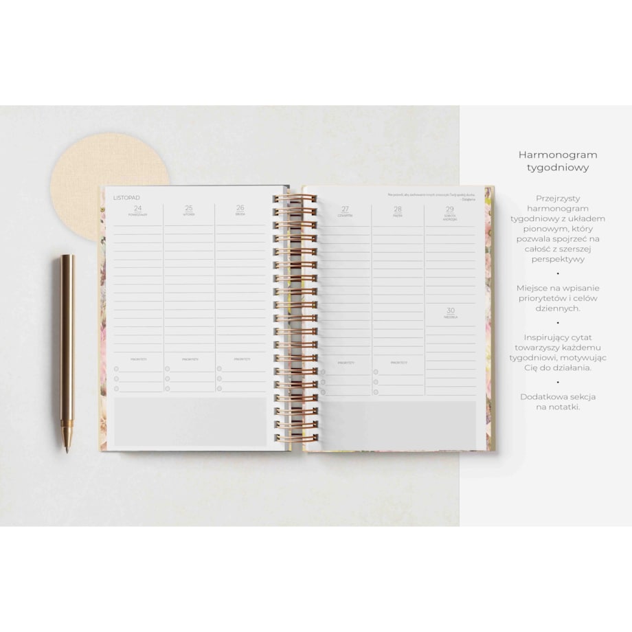 Planner Tygodniowy 2025 na spirali – Arena Silente