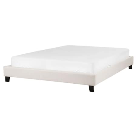 Łóżko tapicerowane ze stelażem jasnobeżowe 160 x 200 cm ROANNE