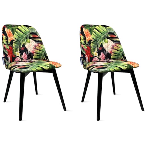 KONSIMO BAKERI Krzesła tapicerowane motywem kwiatowym, 2 szt
