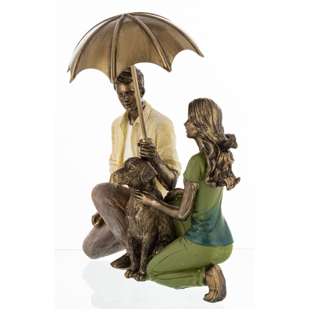 Dekoracja - figurka 19x15x9 cm PARA - pod parasolem z psem