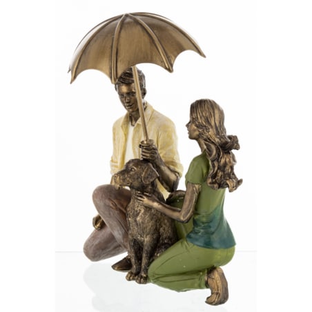 Dekoracja - figurka 19x15x9 cm PARA - pod parasolem z psem