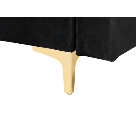 Narożnik rozkładany 5-osobowy welurowy lewostronny czarny ABERDEEN