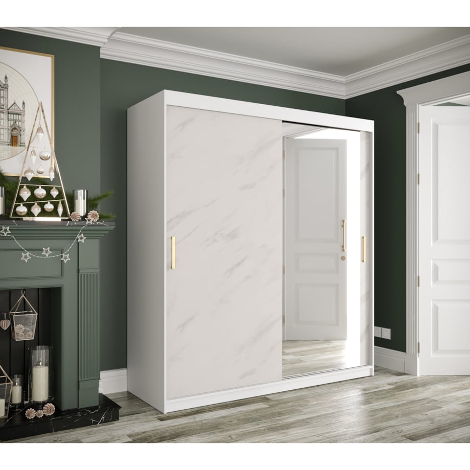 Szafa przesuwna Garderoba MARMUR T2 180 gł. 62 biały