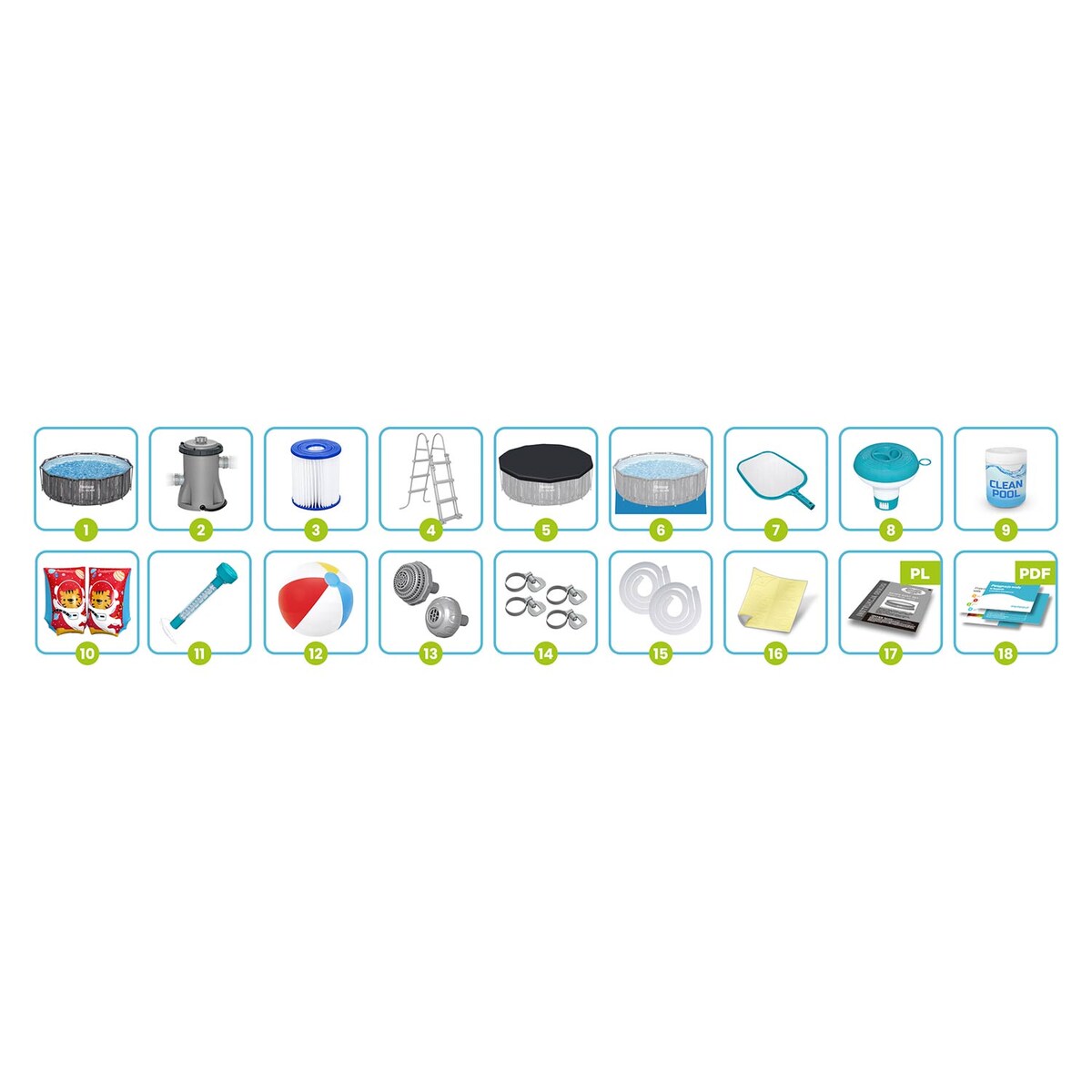Basen stelażowy ogrodowy 366x100cm Bestway 18w1