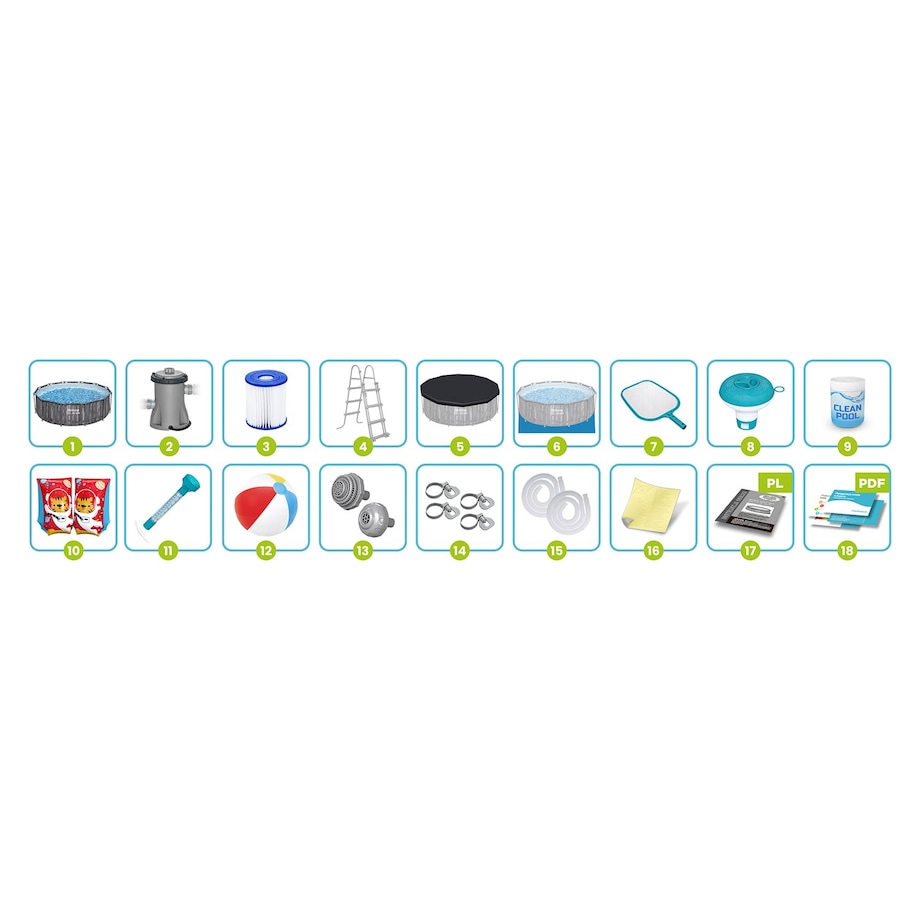 Basen stelażowy ogrodowy 366x100cm Bestway 18w1