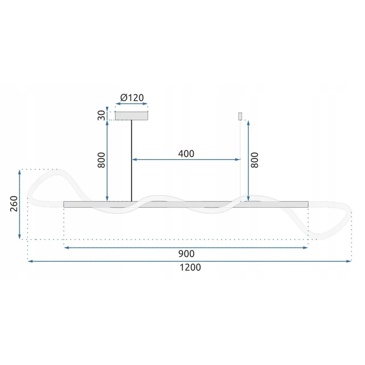 Lampa Sufitowa Wisząca Long Gold Lina Led